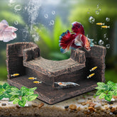 CousDUoBe Aquarium Cave in 90Β° corner with view tunnel for hiding and observing fish