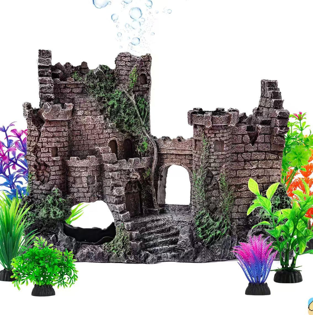 CousDUoBe castle bubbler decor adds dynamic bubbles to the aquarium