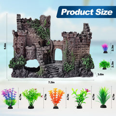 CousDUoBe sunken castle detail enhances realism in your fish tank