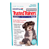 Covetrus NutriSentials Trusted Trainers treats bag open for quick rewards during training.