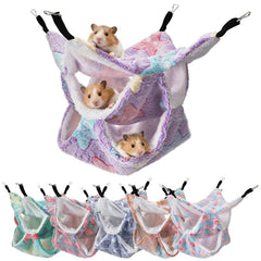 Covzoe 6 piece rat hammocks pack shown in a cage for cozy resting.