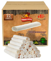 Cowdog Chews rawhide retriever roll close-up showing durable texture for chewing