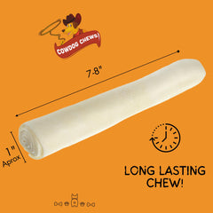 Cowdog Chews Beefhide Roll 7-8 in side closeup, beef flavor for rewarding chew