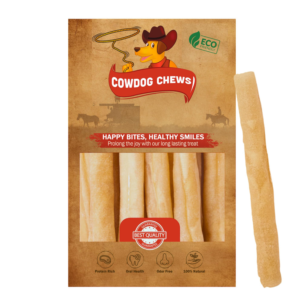 Cowdog Chews Collagen Sticks 6-pack front view, odor-free natural chew