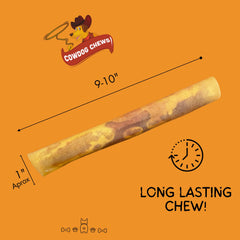 Close-up of the beef filling inside Cowdog Chews rolls highlighting flavor-rich center.