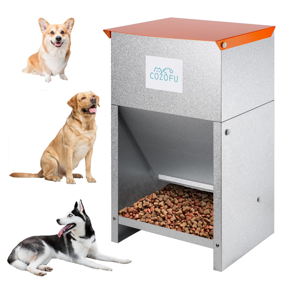 COZOFU dog feeder full view highlights 25-pound capacity for easy self-feeding