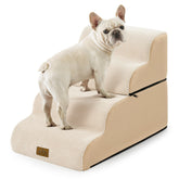COZY KISS detachable dog stairs, beige, 4-step curved design for small dogs