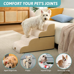 COZY KISS detachable dog stairs on sofa beige for easy access