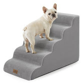 COZY KISS 5-step curved ramp dog stairs for small dogs easing bed access.