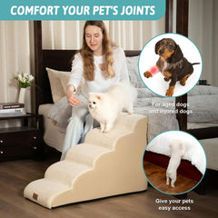 COZY KISS dog stairs high-density foam core supports joints during climbs.