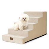 COZY KISS dog stairs side view showing five-step incline for small dogs