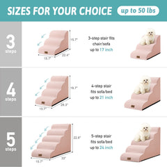 COZY KISS dog stairs on sofa with angled view for small pets
