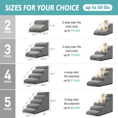 COZY KISS dog stairs with non-slip base for stable sofa access