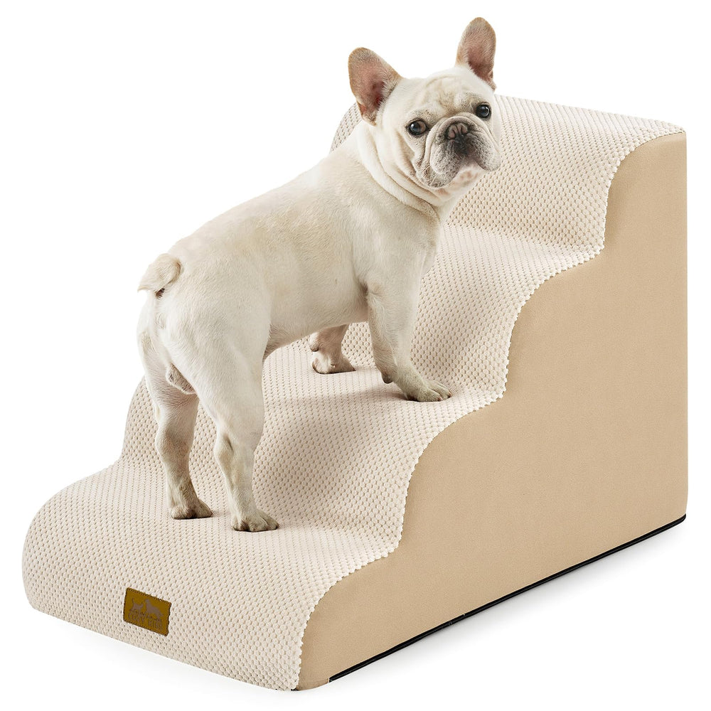 COZY KISS wide dog stairs 4-step beige provide stable bed access for pets