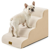 COZY KISS wide dog stairs 4-step beige provide stable bed access for pets