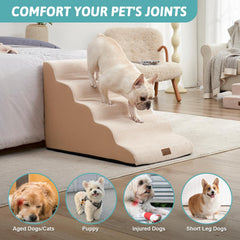 COZY KISS Wide Dog Stairs used beside a bed for safe access to furniture.