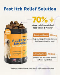 Cozyfun Dog Allergy Chews probiotic blends highlighting gut health support