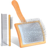 COZYGIFT slicker brush for dogs with large pins eases mats in long coats.