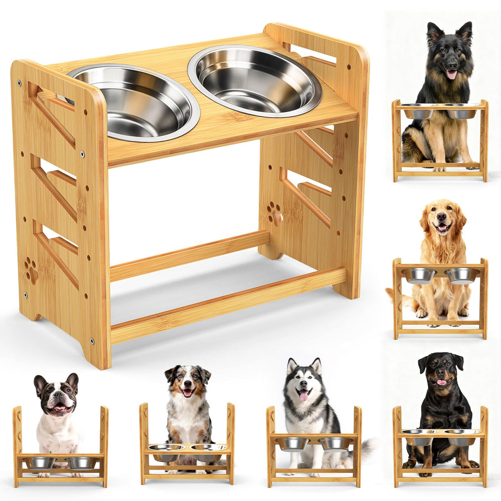 CozyLazy elevated dog bowl stand overview for comfortable meals.