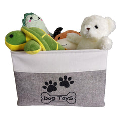 cpakowlgoo dog toy bin with handles makes moving toys simple.