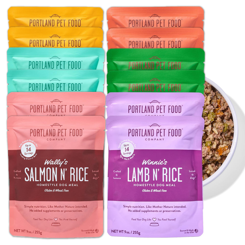 Crafted by Humans Loved by Dogs Portland pouch open for easy, ready-to-serve meals