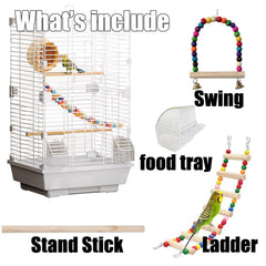 Craftsboys Basic Bird Cage ladder-perch closeup for climbing and grip