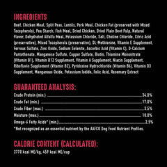 CRAVE no grain ingredients keep beef as the main protein source.