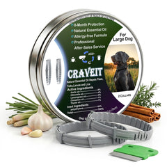 Craveit dog flea collar pack buckle shows adjustable fit for large breeds, ensuring secure wear.