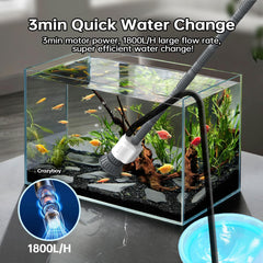 Crazyboy 30W aquarium cleaner runs quietly for evening cleaning sessions.