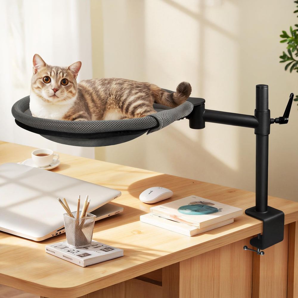 Crazydeer Cat Desk Bed with 360° rotation for easy desk-side companionship