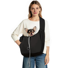 Creproly dog carrier sling front view for hands-free outdoor walks