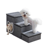 Crispedia dog stairs three-step non-slip grey for secure small-pet climbs