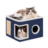 Crispedia large cat cave bed blue front view for cozy naps