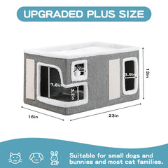 Crispedia Large Cat House reversible cushion for winter warmth and summer comfort.