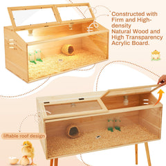 CroBlissful brooder box acrylic panel provides clear visibility.