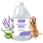 Crystalino Lavender dog shampoo bottle pour showing gentle cleansing and hydration