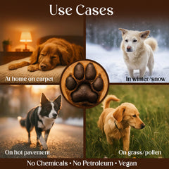 Crystaltails paw care during a snowy walk for year-round protection