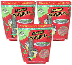 C&S Peanut Wild Bird Nuggets set of 3 for backyard birds, high-energy snack attracts diverse species.