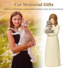 Cuayaes hand-painted resin cat statue with gentle tones