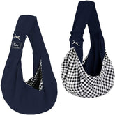 Cuby dog-cat sling carrier front view with secure buckle for pets.
