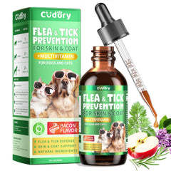 Cudory bacon flavor bottle pour showing easy administration for pets