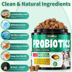 Cudory Cat Probiotics Treats: deep-sea fish oil helps skin hydration and coat shine.