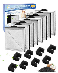 Cunina 8+8 pack cat fountain filter set close-up shows dense cotton layer for hair capture.