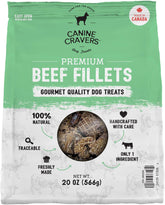 Cure for the Crave Canine Cravers beef fillets 20oz, premium single-ingredient rewards for dogs.