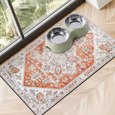 Cuslnox dog food mat absorbs water spills, helping keep floors clean.