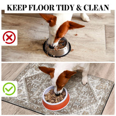 Cuslnox anti-skid dog feeding mat stays in place during mealtimes