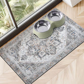 Cuslnox dog food mat shows quick-dry absorption under a spill-free bowl.