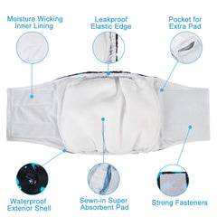 CuteBone dog diaper with Velcro closures provides a snug, adjustable fit.