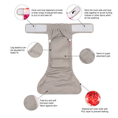 CuteBone diaper with hook-and-loop closures allows quick changes