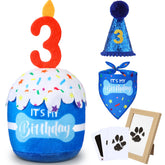 Cutecrop dog birthday set with blue hat and bandana for photo moments